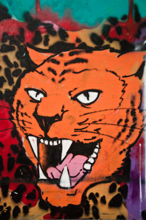 urban art street in paris - tigerのeditorial素材