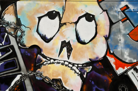 urban art  street in Paris- death face