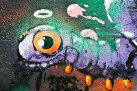 Urban Art - street in Mulhouse - France - millipedeのeditorial素材