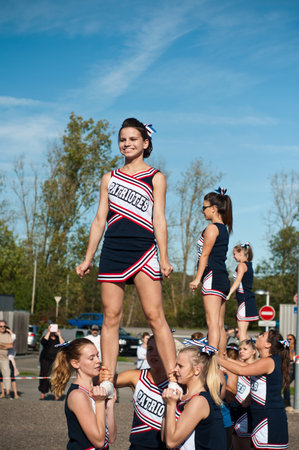 Cheerleaders in the american festifal of Lutherbach - Luterbach France on 19 October 2014