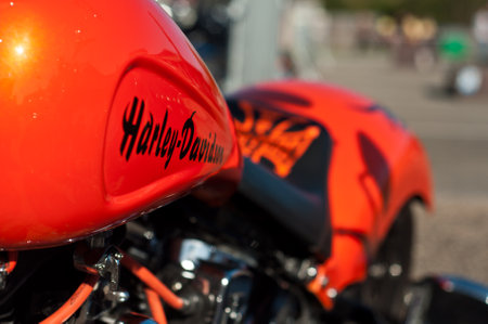 Lutherbach - France - 19 October 2014 - Harley Davidson motorbke closeupのeditorial素材