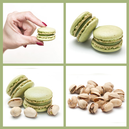 french macaron pistachio collageの写真素材