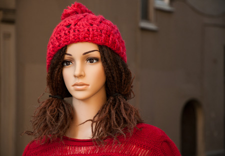 Mannequin winter fashion in a showroomの写真素材