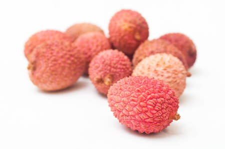 lychees on white backgroundの写真素材