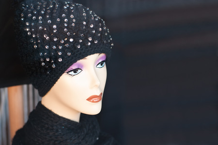 mannequin winter fashion in a showroomの写真素材