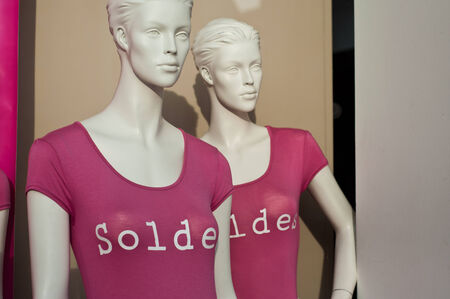 Mulhouse - France - 18 January 2015 - mannequin discount fashion in a showroomの写真素材