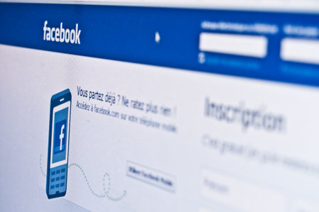 Facebook page of registration on sreenのeditorial素材