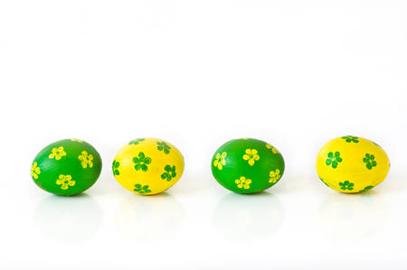 decorative easter eggs on white backgroundの写真素材