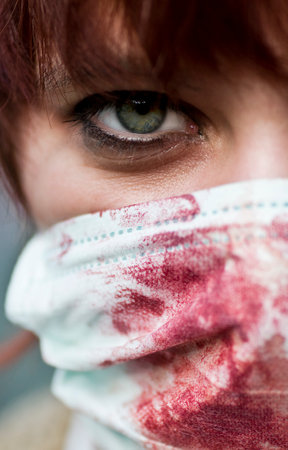 Paris, France - November 16, 2010: People dressed as a zombie parades on a street during a zombie walk in Paris.のeditorial素材