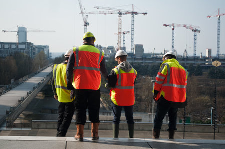 PARIS - France 23 March 2015 workers in construction site in \La defense\
