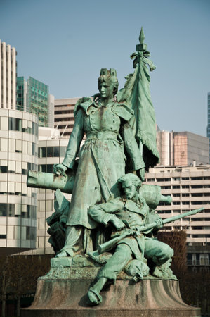 PARIS - France - 23 March 2015 - statue by Louis-Ernest Barrias. - La defense quarterのeditorial素材