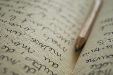 manuscript writing closeupの写真素材