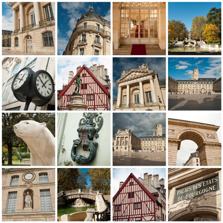 city of Dijon in France  collageのeditorial素材