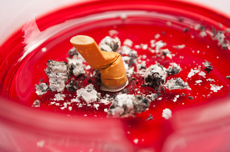 ashtray with butt of cigaretteの写真素材
