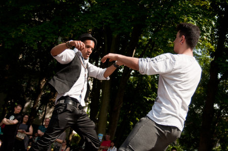 MULHOUSE  France  31 May 2015  party district neighbors in Daguerre quarter  hip hop dancerのeditorial素材