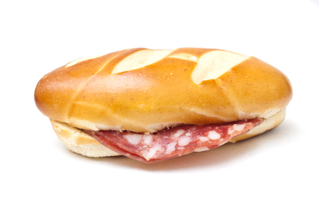 alsatian mini sandwich  with salami on white backgroundの写真素材