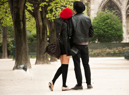 PARIS - France - 31 March 2012 couple of lovers in Parisのeditorial素材