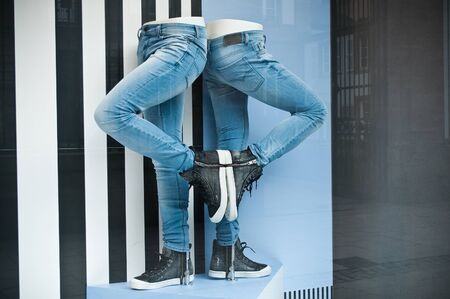 blue jean in a showroomの写真素材