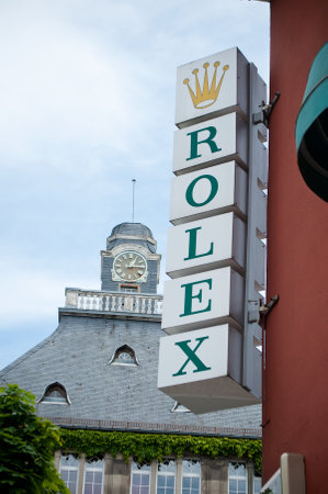 MULHOUSE - FRANCE - 22 May 2016 - "Rolex"  branding signage in the streetのeditorial素材