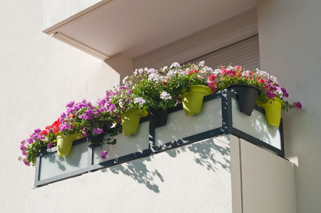 retail of balcony with flowersの写真素材