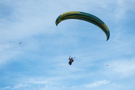 THAN - France - 16 October 2016 - paraglider on the skyのeditorial素材