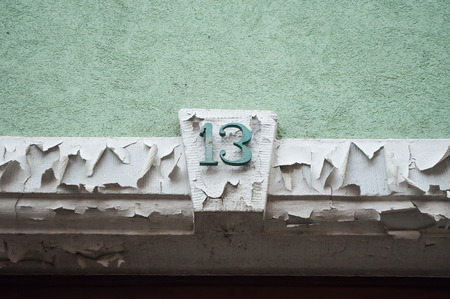 retail of building entry with peeling paintの写真素材