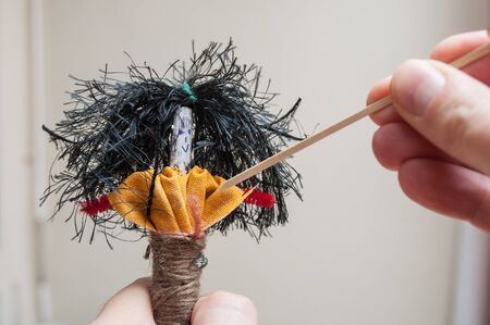 closeup of voodoo dollの写真素材