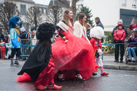 MULHOUSE - France - 5 March 2017 - princess of the traditional alsatian carnival in Mulhouseのeditorial素材