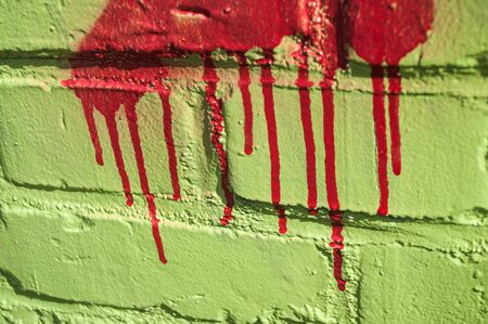 closeup of graffiti texture  on the brick wall in the streetの写真素材