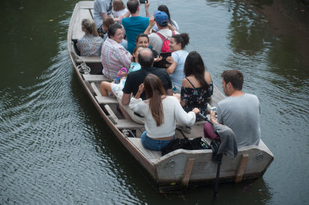 COLMAR - France - 9 August 2017- Boat trip tourism on water at little Venise quarterのeditorial素材