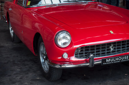 Mulhouse - France - 12 September 2017 - closeup of red ferrari 250 GT restored
