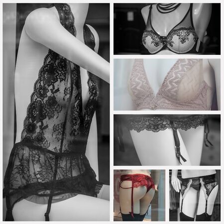 collection of luxury underwear collageの写真素材