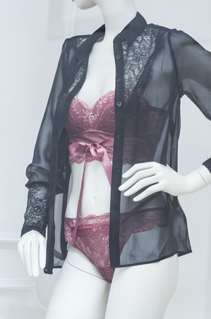 closeup of sexy underwear on mannequin in fashion store showroomの写真素材