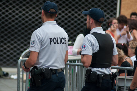 Mulhouse - France - 21 June 2018 - police patrol in the pedestrian street