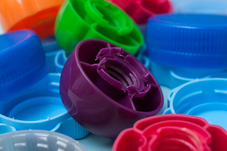 closeup of colorful plastic plugs for recycling