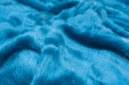 closeup of blue fluffy plaid textureの写真素材
