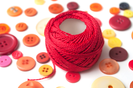closeup of sewing set on white background