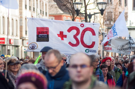 Mulhouse - France - 16 March 2019 - people protesting against the global warming and for save the planetのeditorial素材