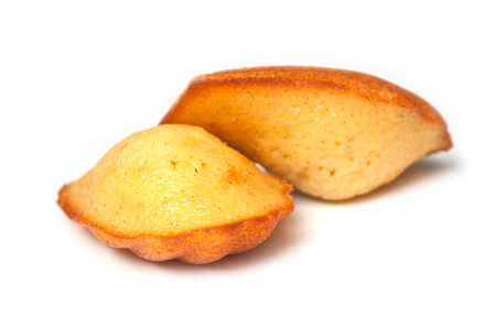 closeup of madeleines cake on white background の写真素材