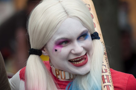 Illzach - France -9 June 2019 - POrtrait of sexy girl with beautiful make up at fun car show eventのeditorial素材