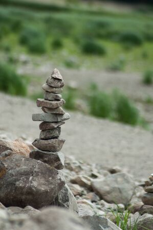 Closeup of rocks balance in the mountainの写真素材