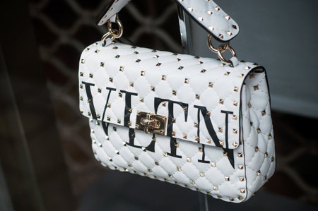 Mulhouse - France - 20 October 2019 - Closeup of Valentino handbag in a luxury fashion store showroomのeditorial素材
