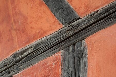 retail of traditional alsatian facade of medieval buildingの写真素材