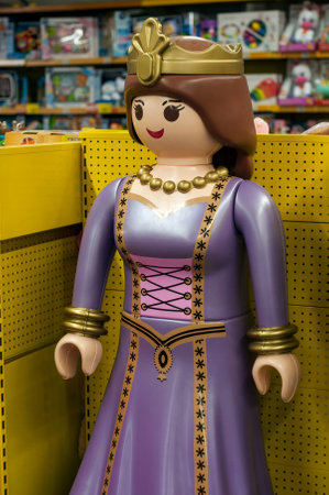 Mulhouse - France - 7 December 2019 - Closeup of giant playmobil figurine  in a toys storeのeditorial素材