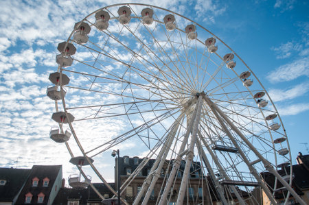 Mulhouse - France - 19 December 2019 - View of Big wheel attraction on the main placeのeditorial素材