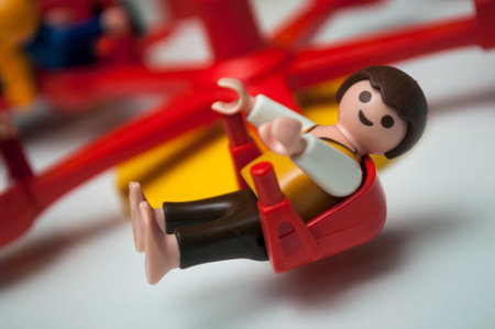 Mulhouse - France - 21 December 2019 - Closeup of Playmobil figurines at playground for children on white backgroundのeditorial素材