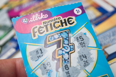 Mulhouse - France - 2 January 2010 - Closeup of french Scratching game ticket collectionのeditorial素材
