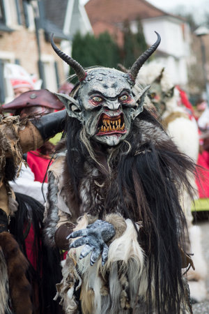riedisheim - France - 8 February 2020 - Portrait of people with scary costume parading in the streetのeditorial素材