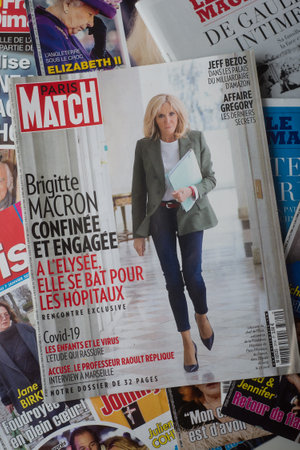 Mulhouse - France - 26 May 2020 - Closeup of Brigitte Macron the french first lady on Paris Match...