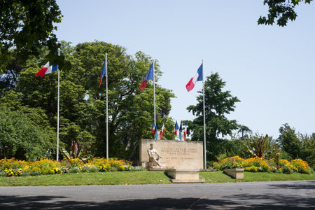 Beziers - France - 9 July 2020 - View of world war two memorial monument in urban parkのeditorial素材